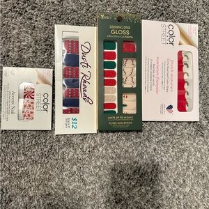 Color Street French Manicure Nail Strips - Festive Red and White Christmas